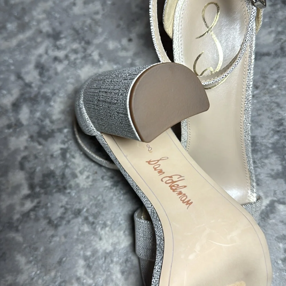 Sam Edelman Yaro Block Heel Sandals Champagne/Light Gold Size 8 New - Picture 5 of 6